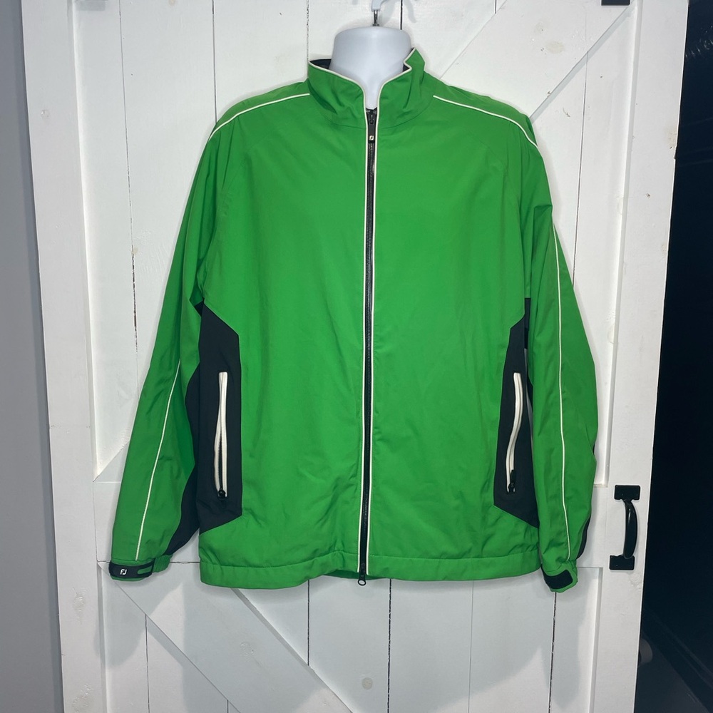 FootJoy Green Windbreaker with Stand-Up Collar and Full-Length Zipper